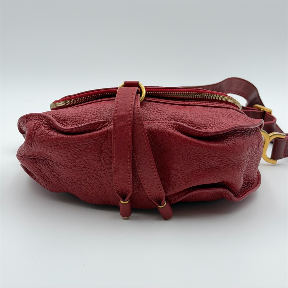 CHLOÉ MARCIE LEATHER CROSSBODY BAG – RED / BURGUNDY - Picture 4 of 12